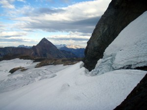 Tomyhoi Glacier with Mount Larrabee in the distance